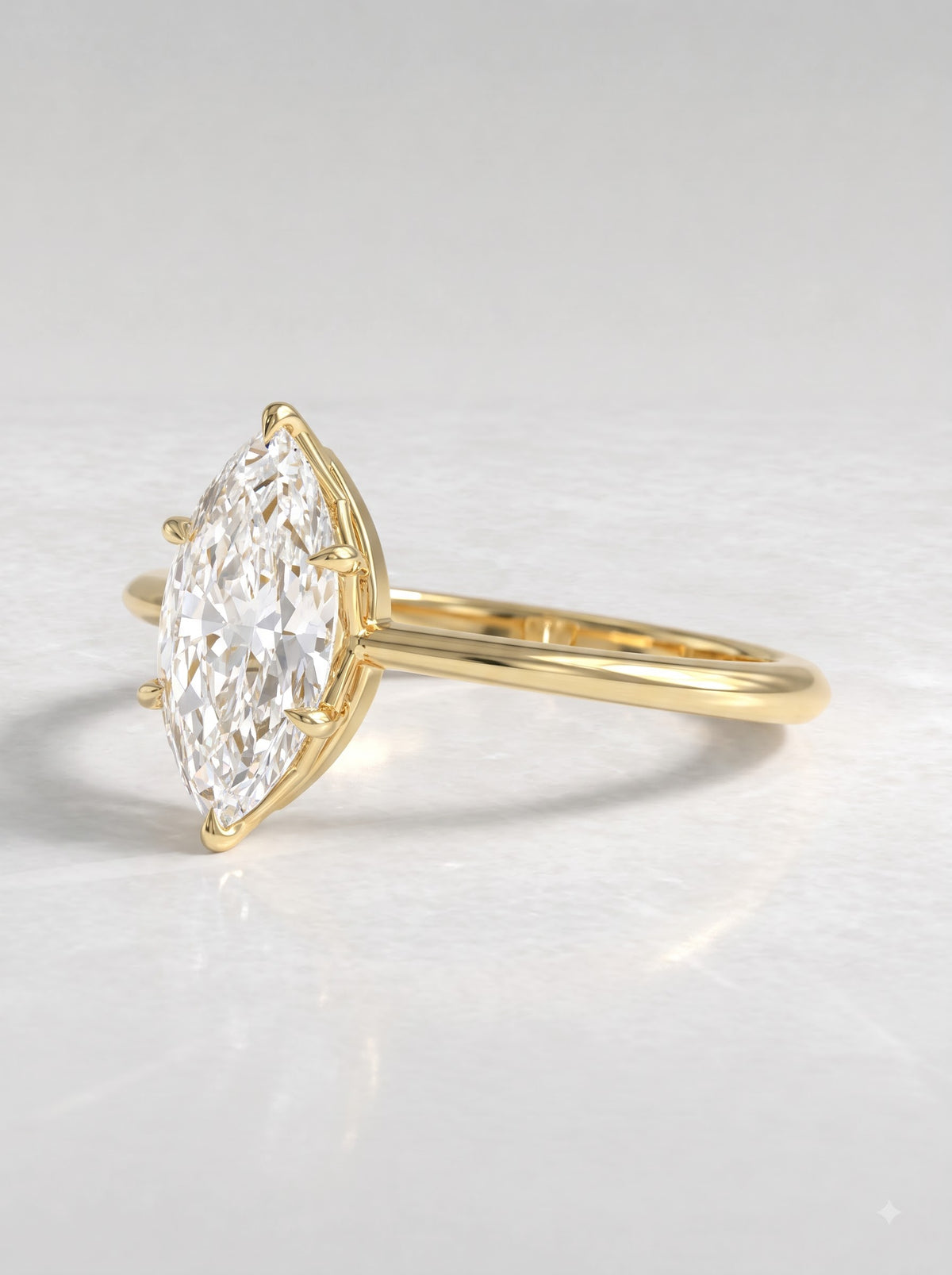 Marquise Cut Lab Grown Diamond Solitaire Engagement Ring - View 2