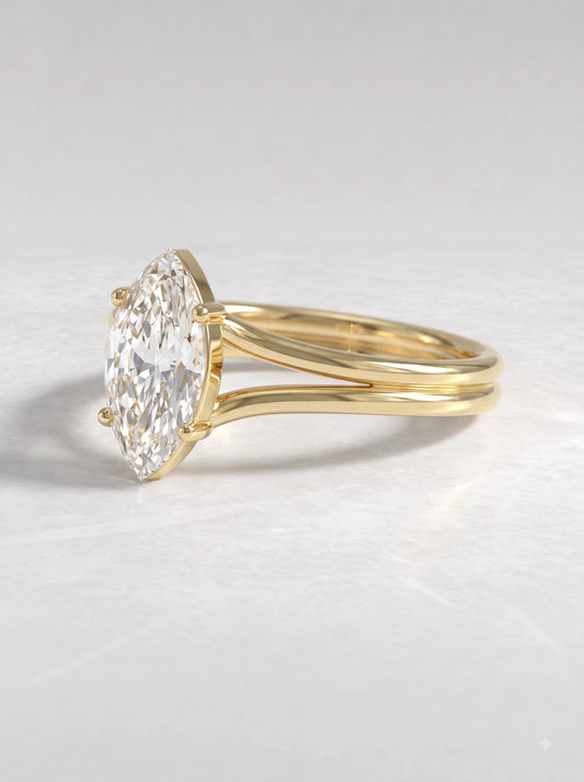Marquise Cut Lab Grown Diamond Solitaire Engagement Ring - View 2