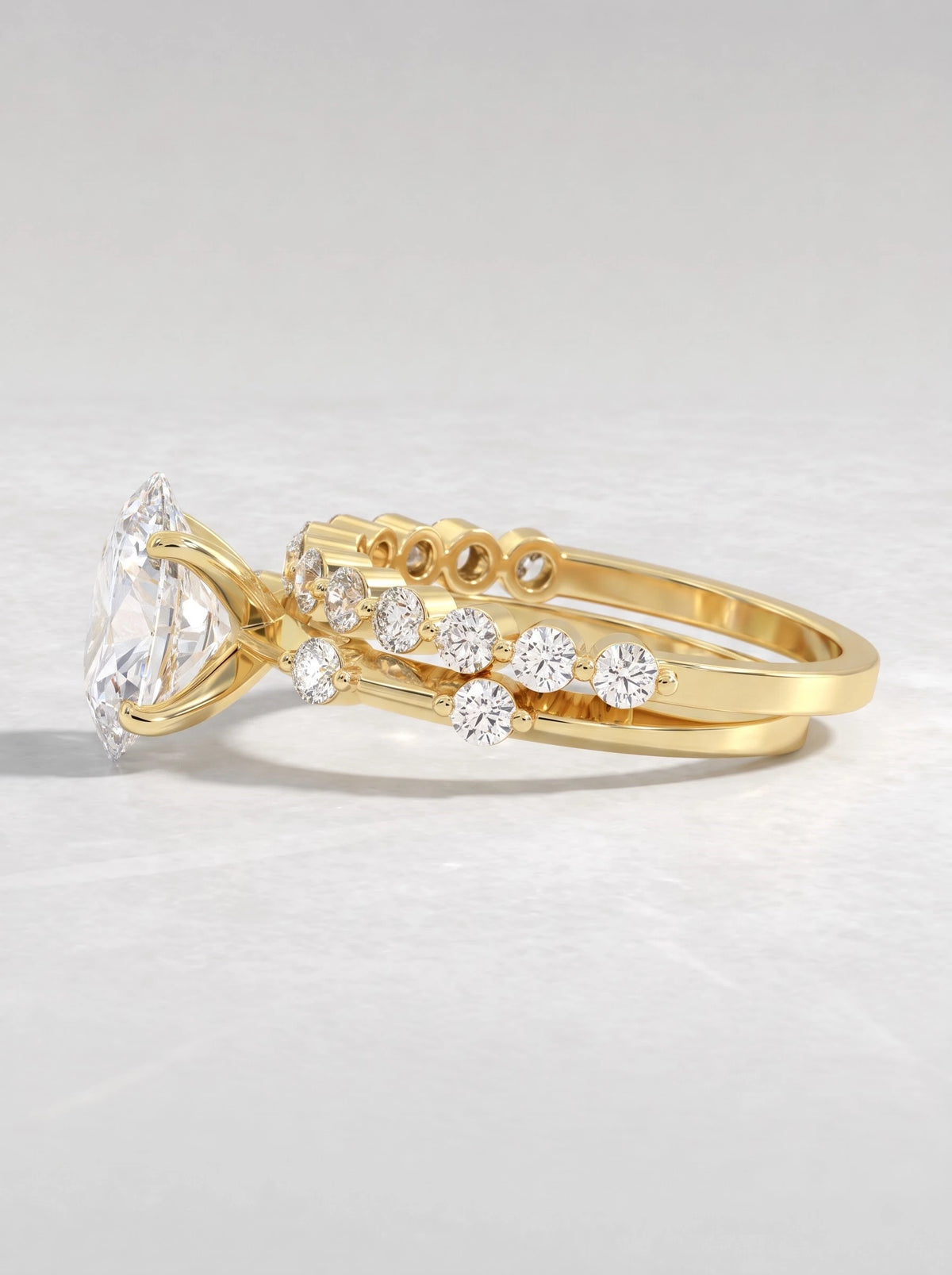 Oval Cut Lab-Grown Diamond Classic Solitaire with Accent Heirloom Ring - View 3