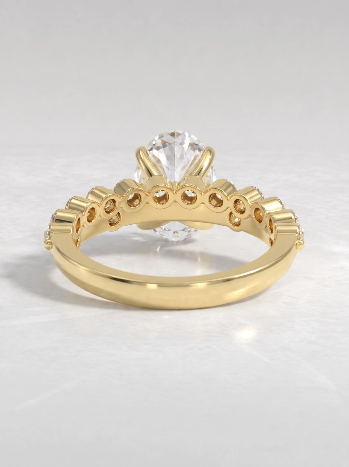 Oval Cut Lab-Grown Diamond Classic Solitaire with Accent Heirloom Ring - View 4