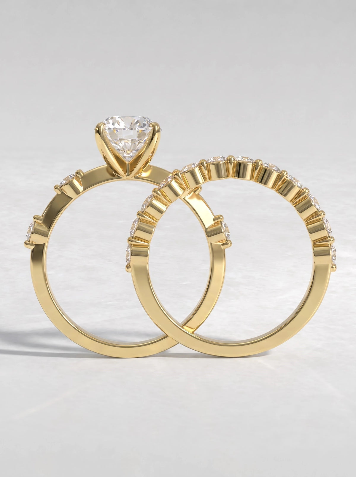 Oval Cut Lab-Grown Diamond Classic Solitaire with Accent Heirloom Ring - View 5