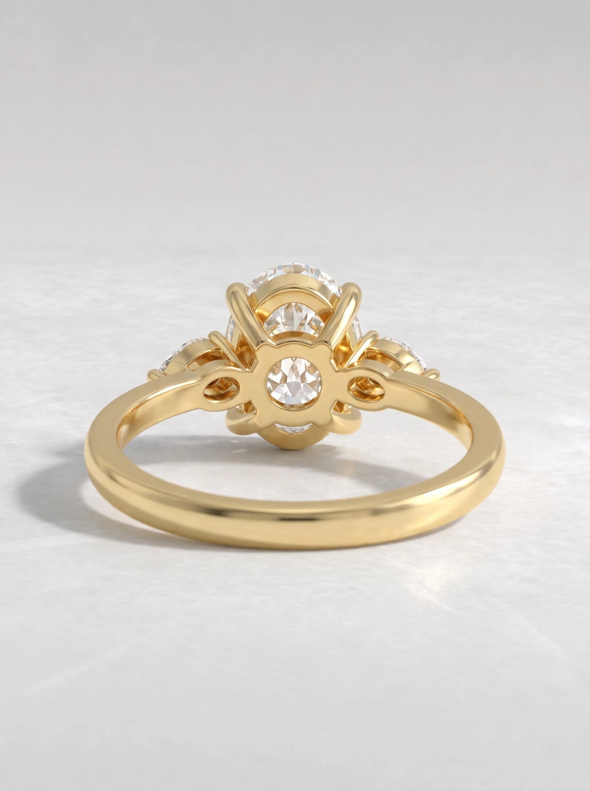 Oval Cut Lab-Grown Diamond Poetic Three Shimmering Band Solitaire Engagement Ring - View 5