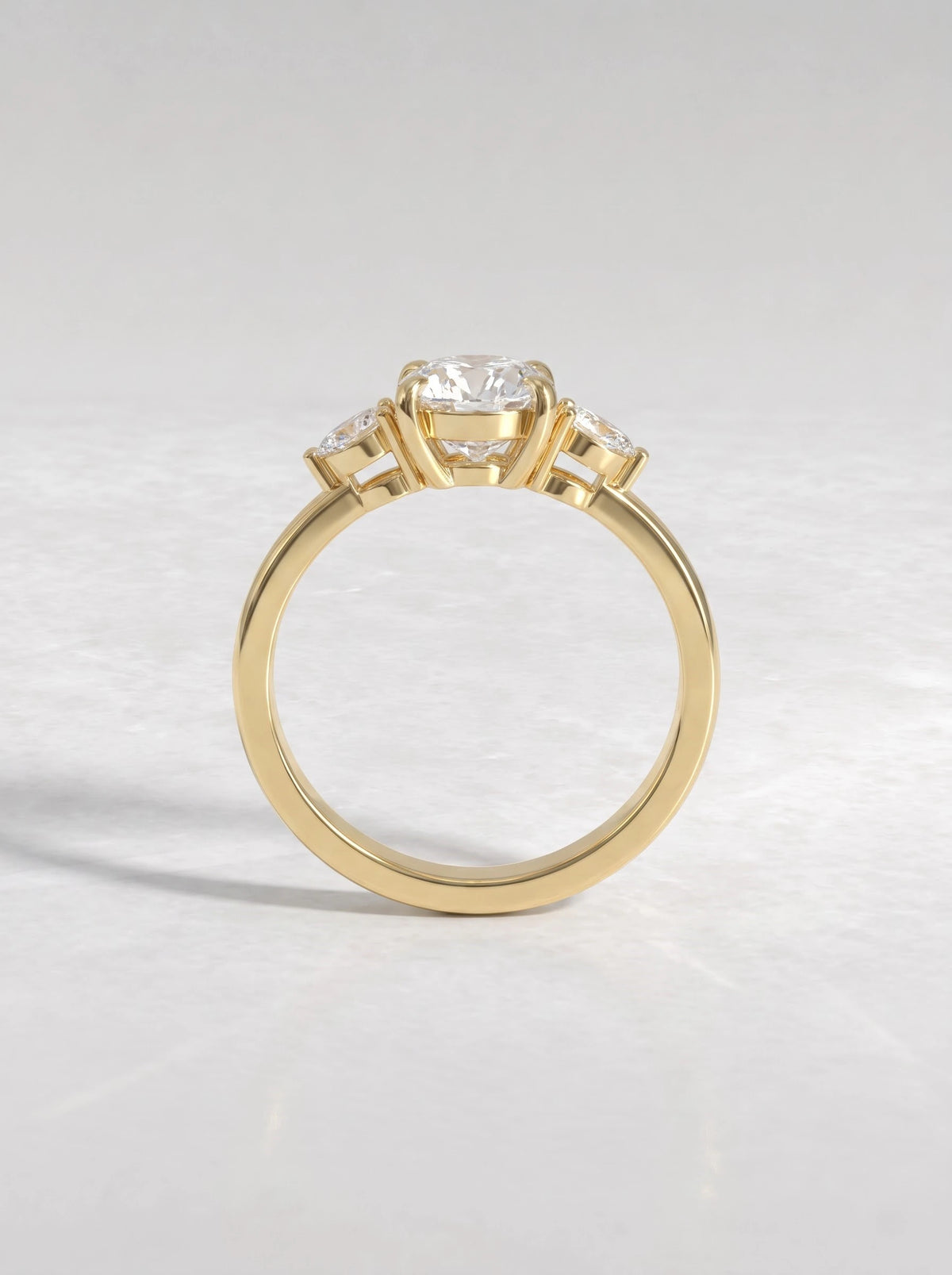 Oval Cut Lab-Grown Diamond Poetic Three Shimmering Band Solitaire Engagement Ring - View 6