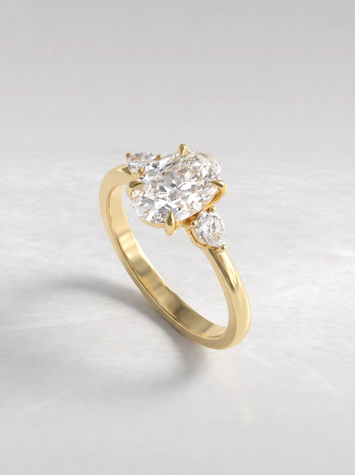 Oval Cut Lab-Grown Diamond Poetic Three Shimmering Band Solitaire Engagement Ring - View 7