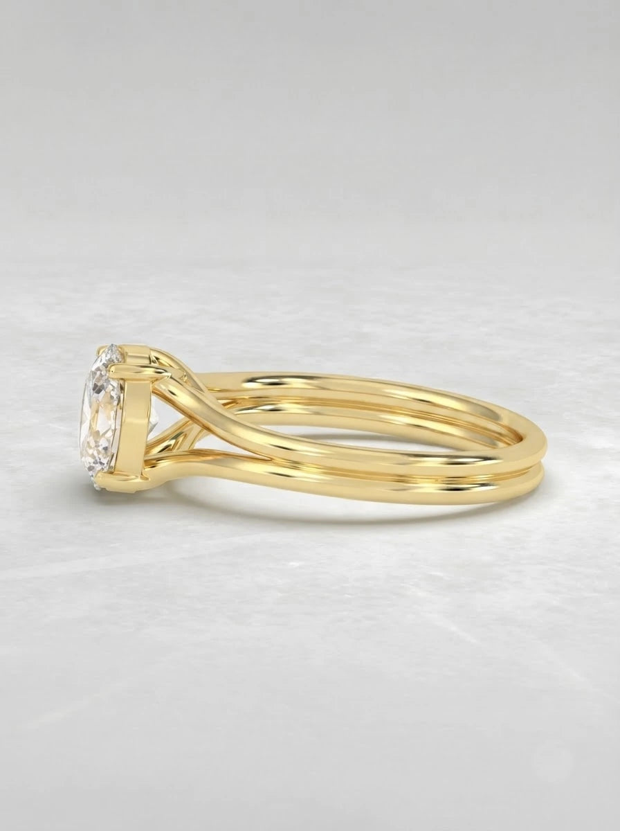 Oval Cut Lab Grown Diamond Solitaire Engagement Ring - View 3