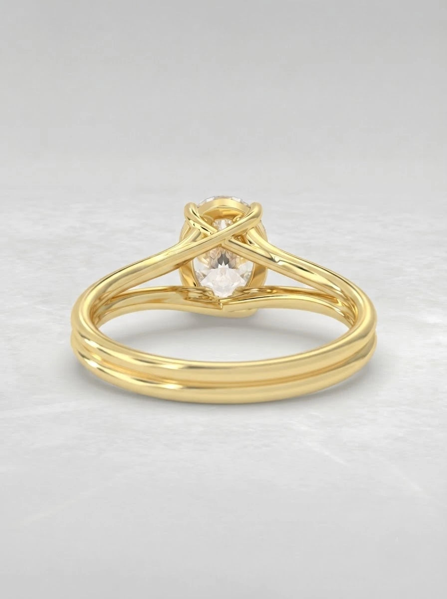 Oval Cut Lab Grown Diamond Solitaire Engagement Ring - View 4