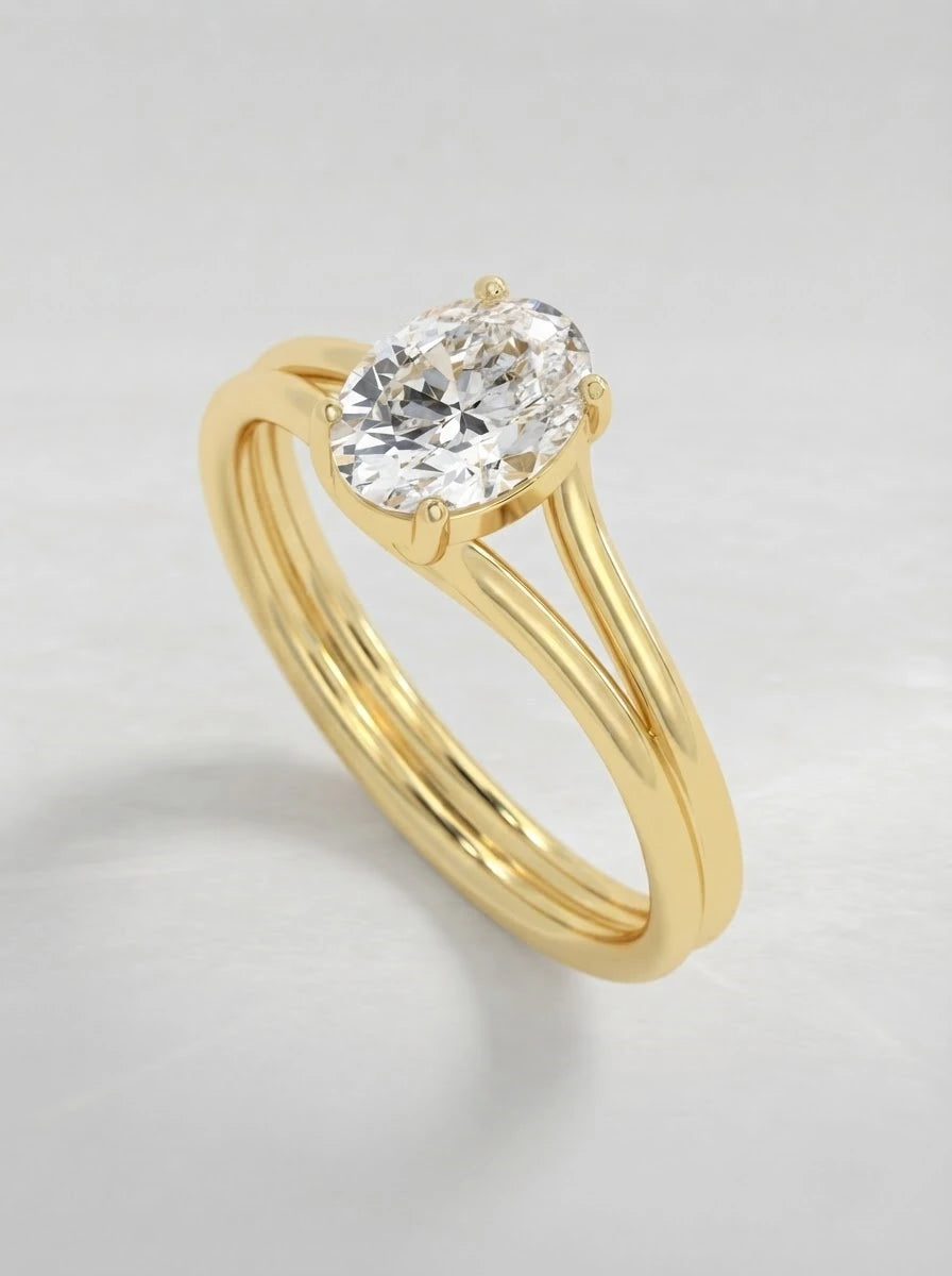 Oval Cut Lab Grown Diamond Solitaire Engagement Ring - View 6