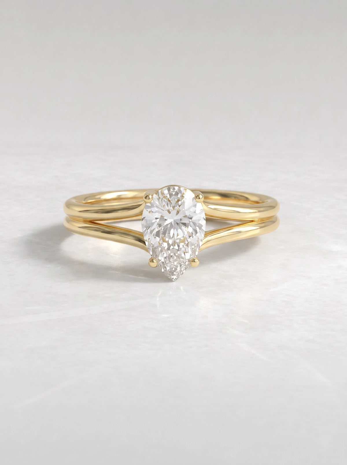 Pear Cut Lab Grown Diamond Solitaire Engagement Ring
