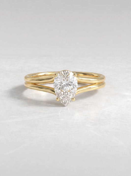 Pear Cut Lab Grown Diamond Solitaire Engagement Ring
