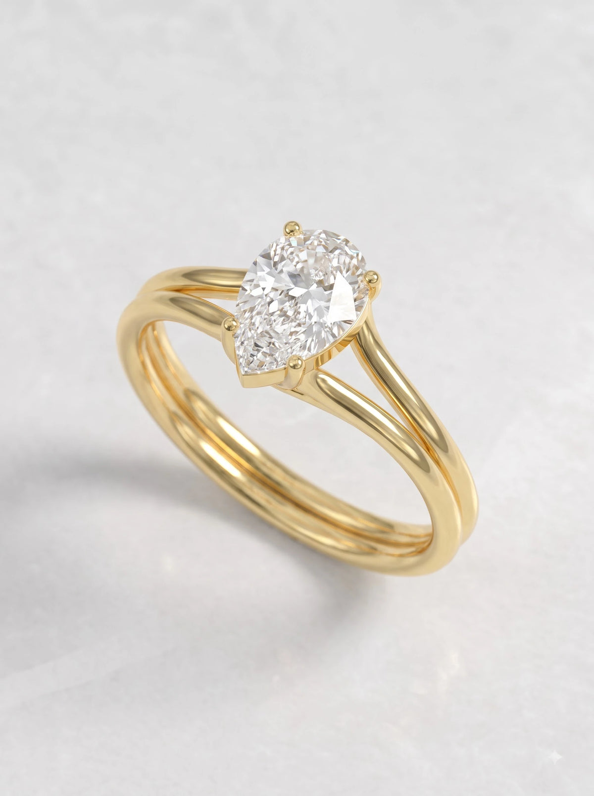Pear Cut Lab Grown Diamond Solitaire Engagement Ring - View 12