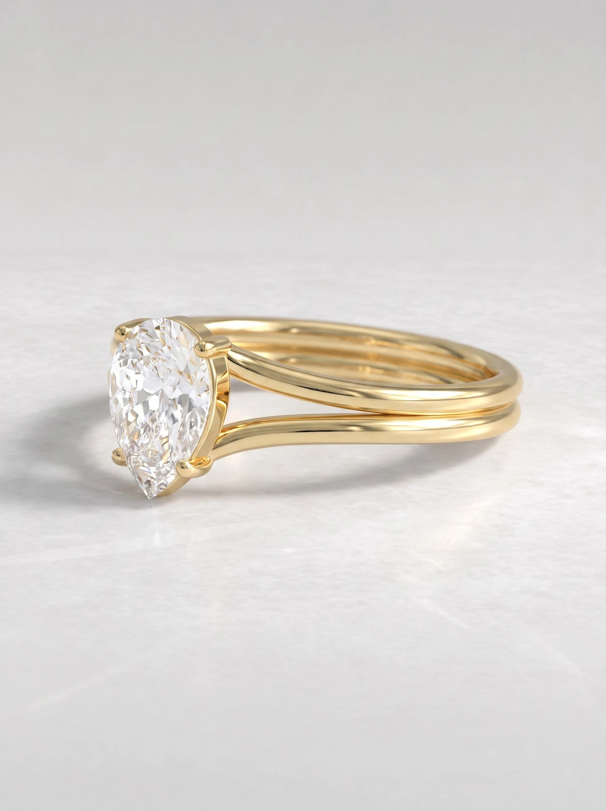 Pear Cut Lab Grown Diamond Solitaire Engagement Ring - View 2