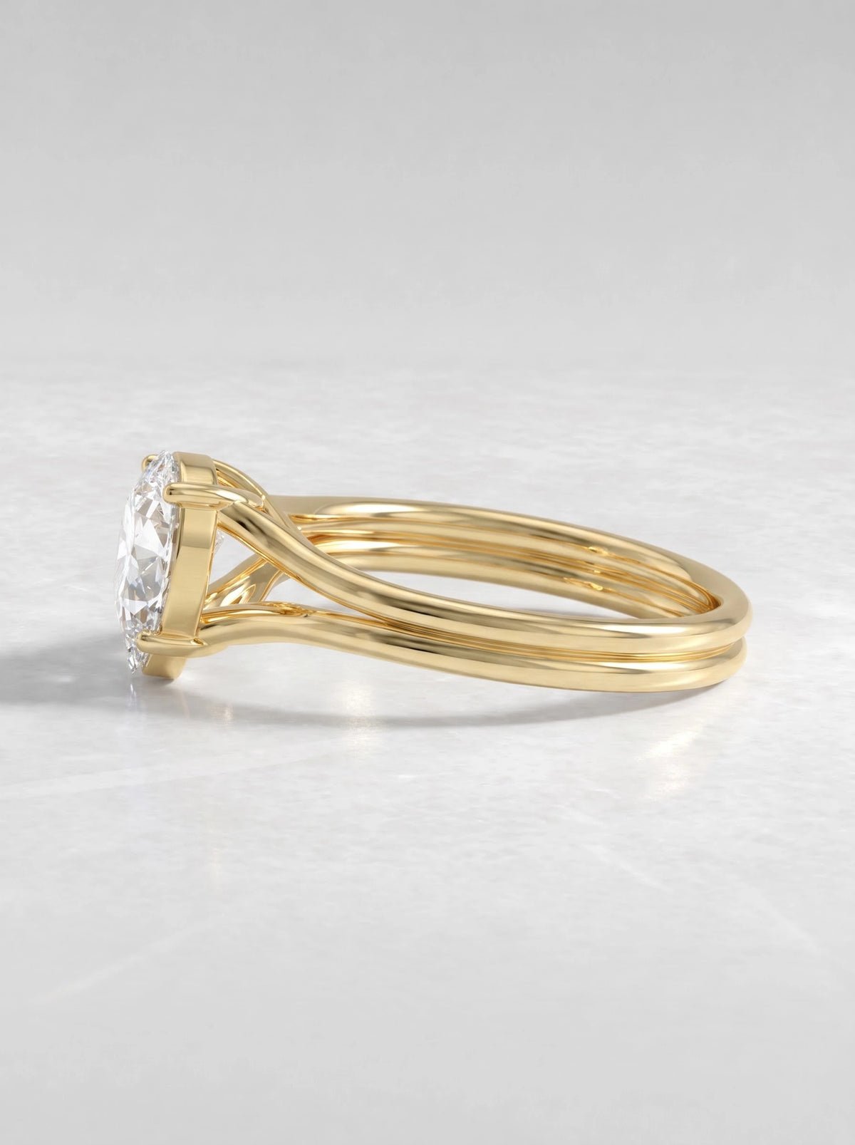 Pear Cut Lab Grown Diamond Solitaire Engagement Ring - View 3