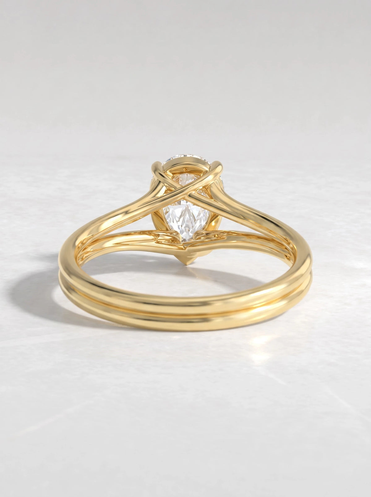 Pear Cut Lab Grown Diamond Solitaire Engagement Ring - View 4