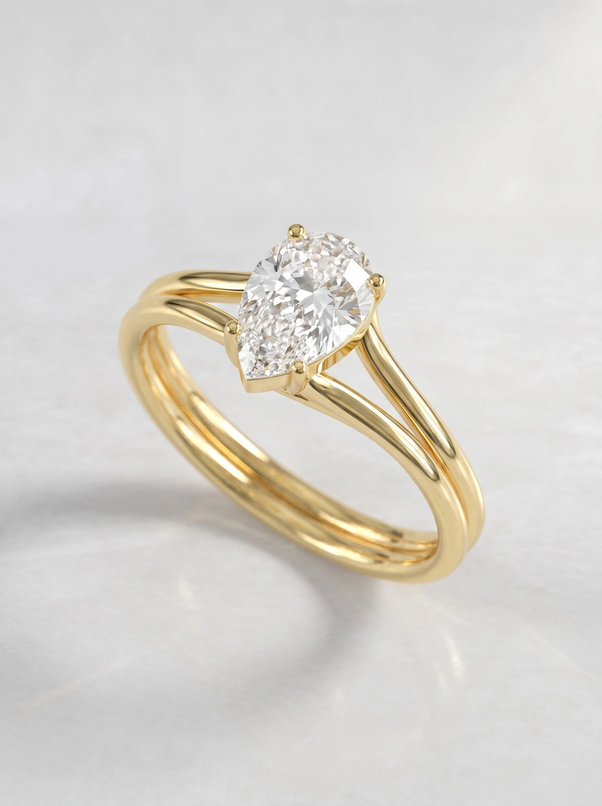 Pear Cut Lab Grown Diamond Solitaire Engagement Ring - View 6