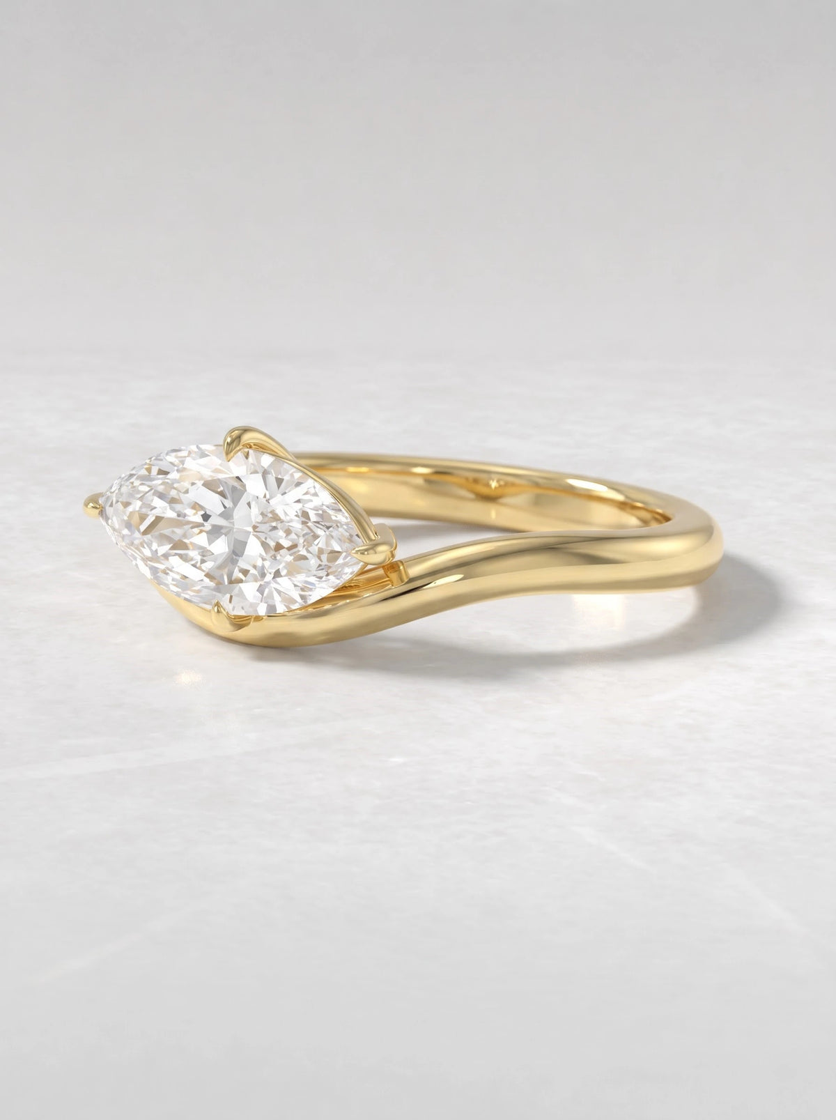 Petite Solitaire Marquise Cut Lab-Grown Diamond Engagement Ring - View 3