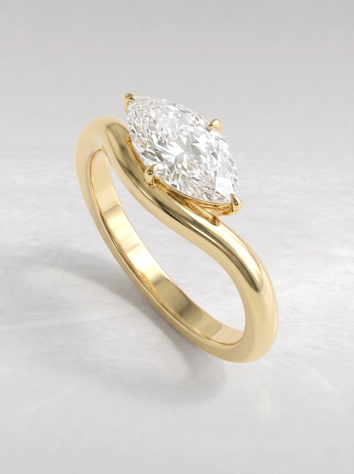 Petite Solitaire Marquise Cut Lab-Grown Diamond Engagement Ring - View 7