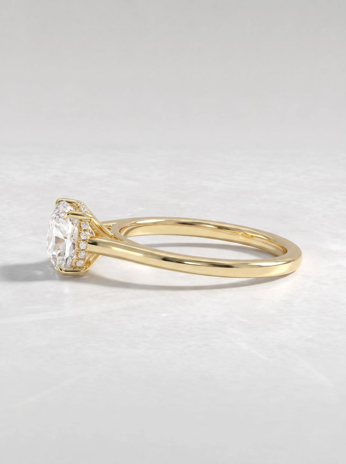 Poetic Solitaire Pavé Accent Cushion Cut Lab-Grown Diamond Bridal Ring - View 4
