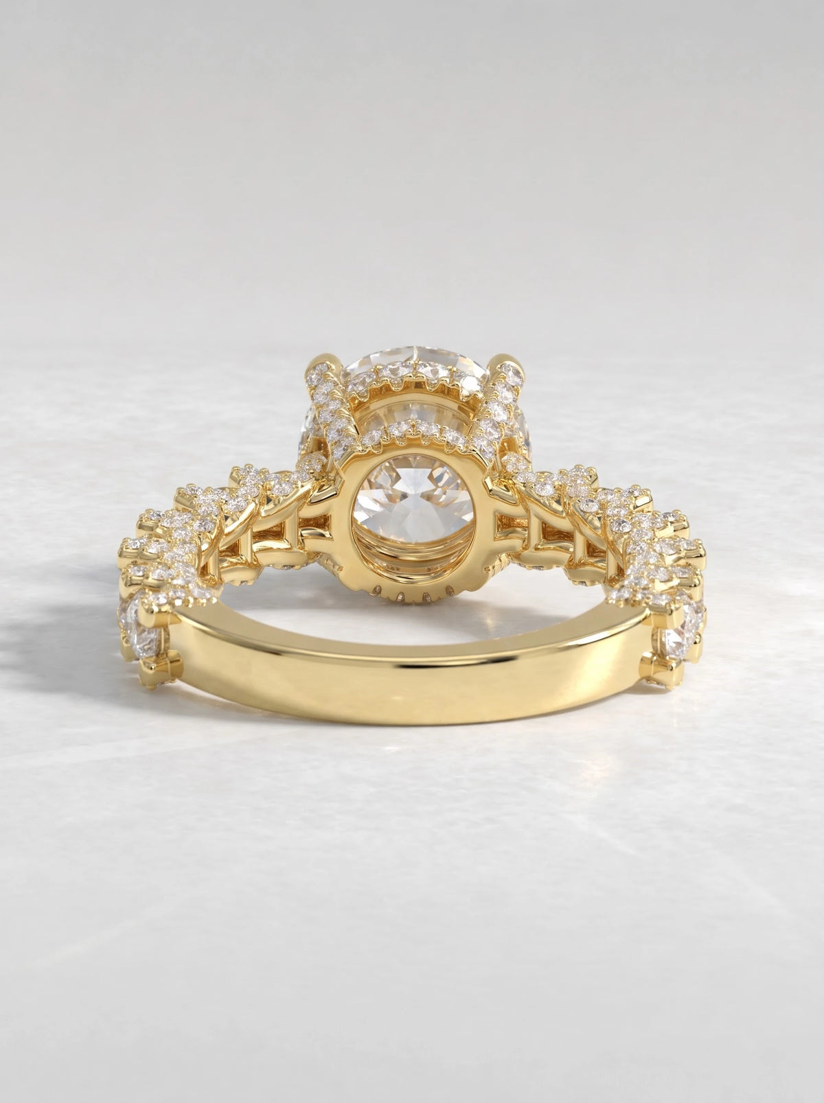 Poetic Solitare With Accent Round Cut Lab-Grown Diamond Bridal Ring - View 5
