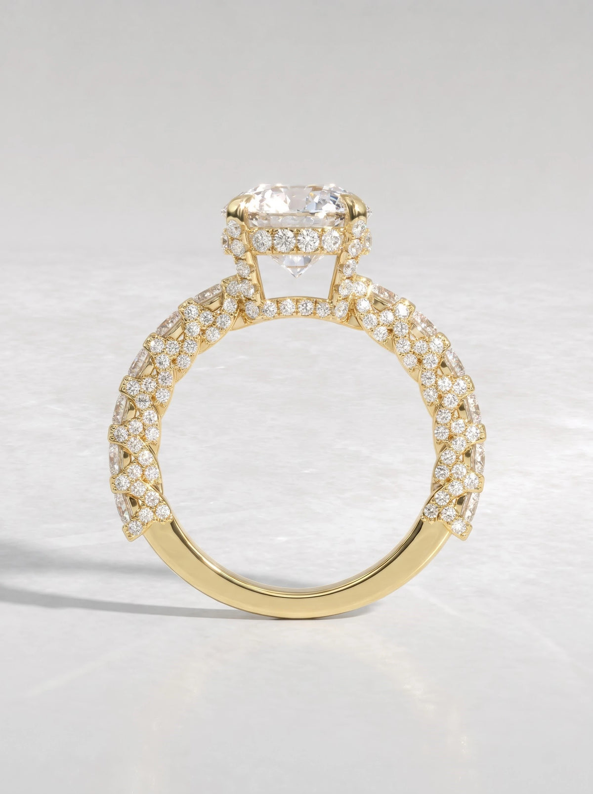 Poetic Solitare With Accent Round Cut Lab-Grown Diamond Bridal Ring - View 6