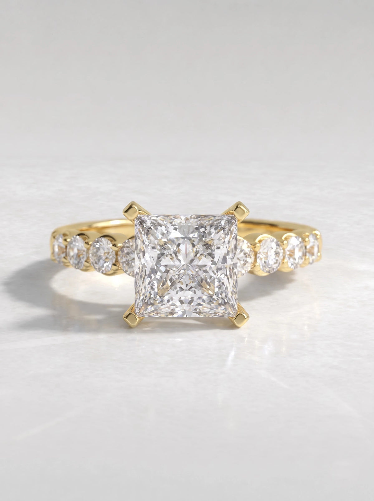 Princess Cut Lab-Grown Diamond Petite Solitare With Accent Solitaire Engagement Ring