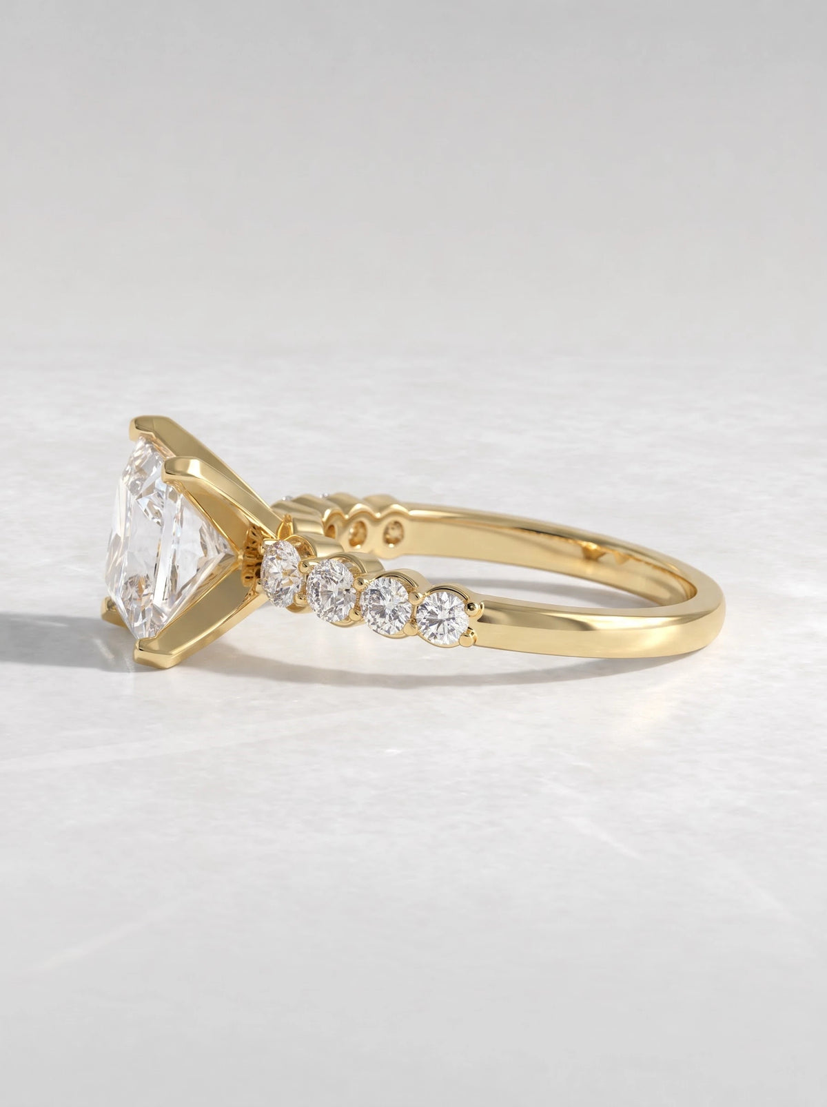 Princess Cut Lab-Grown Diamond Petite Solitare With Accent Solitaire Engagement Ring - View 3