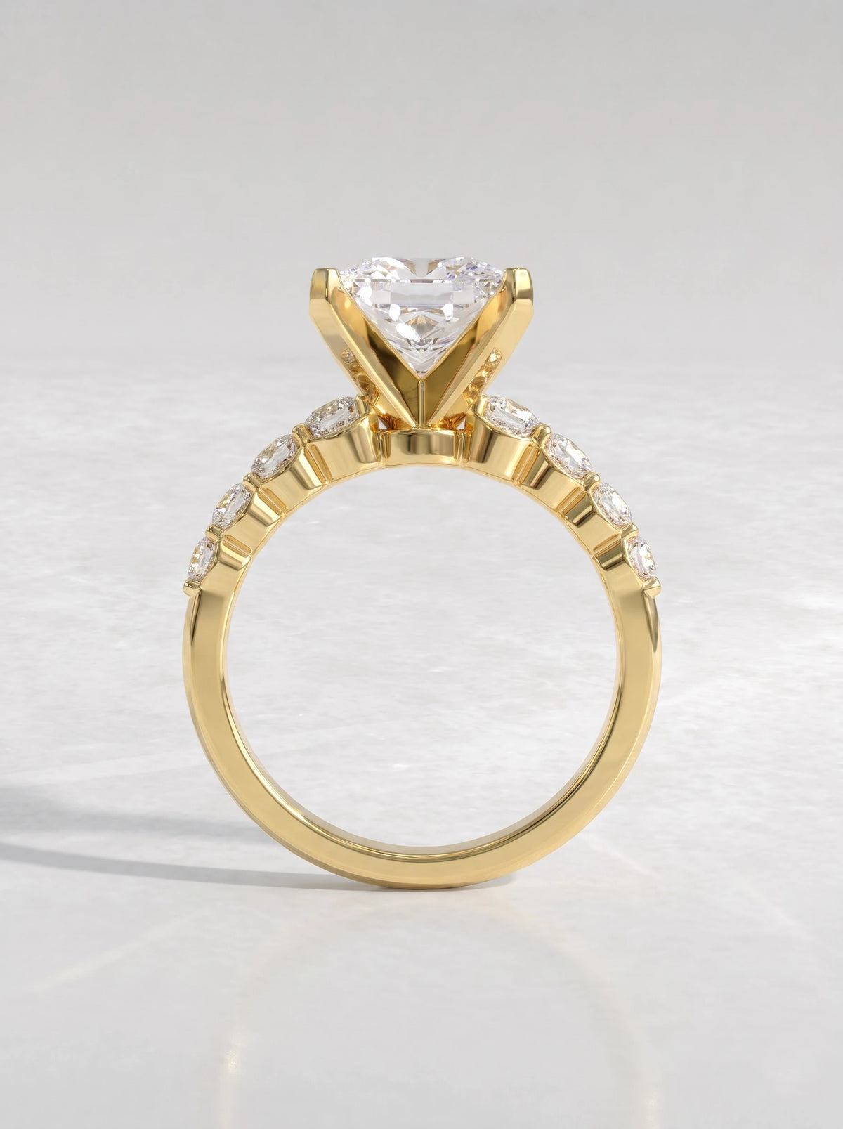 Princess Cut Lab-Grown Diamond Petite Solitare With Accent Solitaire Engagement Ring - View 4
