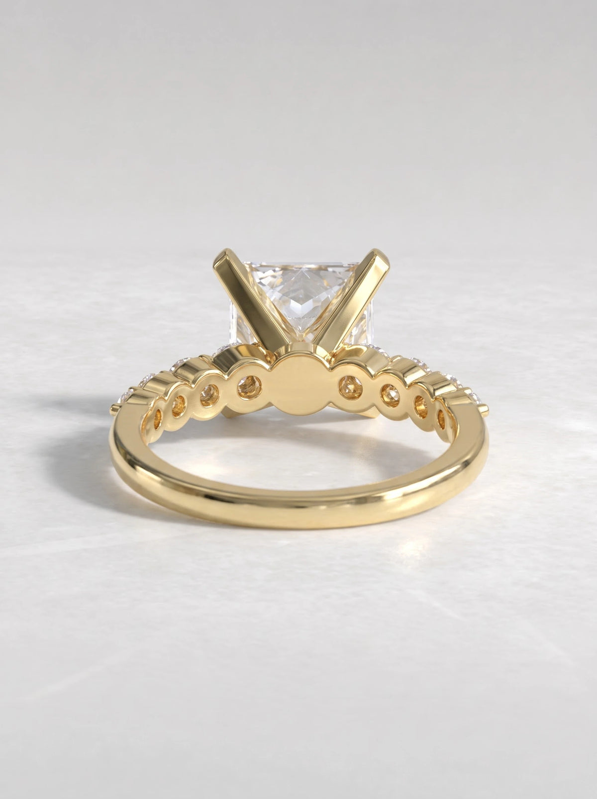 Princess Cut Lab-Grown Diamond Petite Solitare With Accent Solitaire Engagement Ring - View 5
