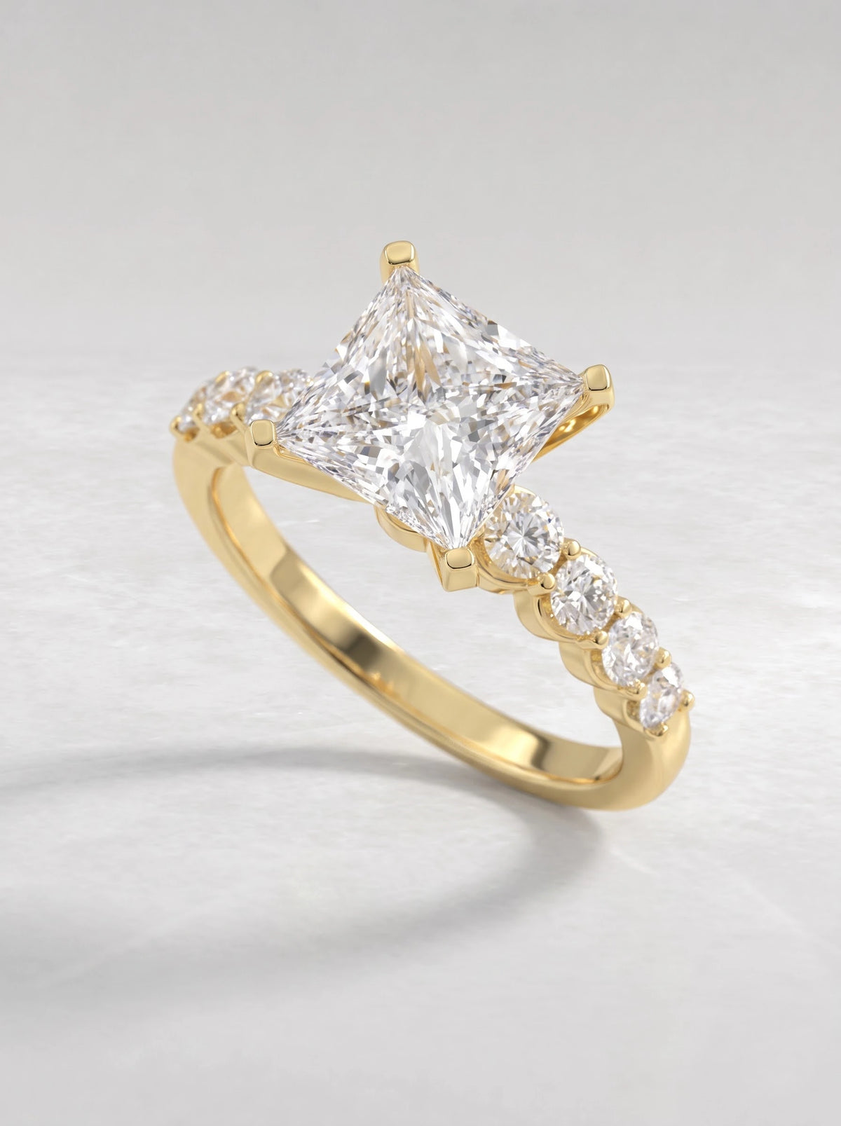 Princess Cut Lab-Grown Diamond Petite Solitare With Accent Solitaire Engagement Ring - View 6
