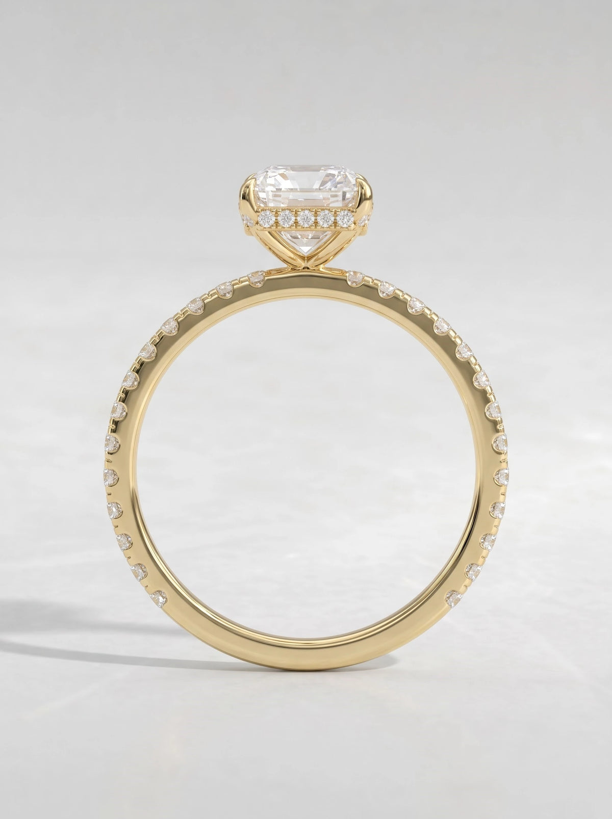 Radiant Cut Lab Grown Diamond Solitaire Accent Engagement Ring - View 6