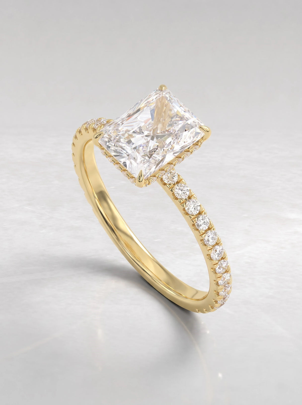 Radiant Cut Lab Grown Diamond Solitaire Accent Engagement Ring - View 7