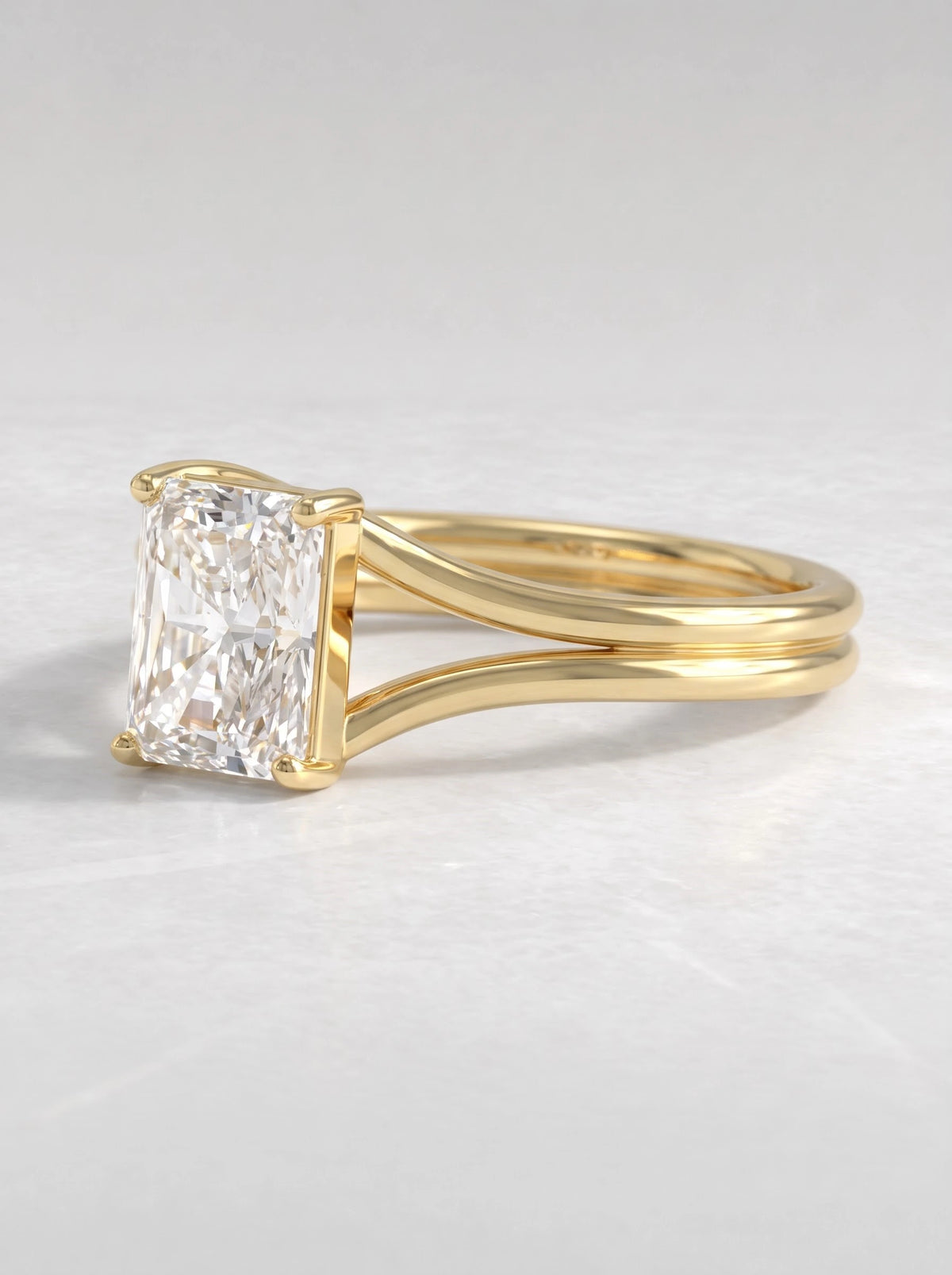 Radiant Cut Lab Grown Diamond Solitaire Engagement Ring - View 2