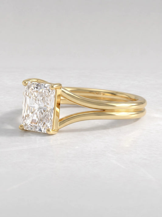 Radiant Cut Lab Grown Diamond Solitaire Engagement Ring - View 2