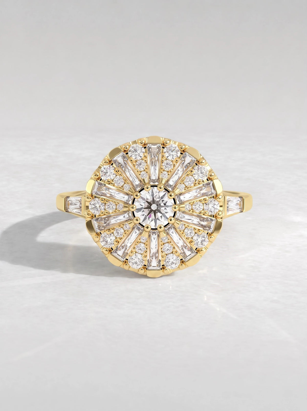 Refined Floral Inspire Pavé Accent Lab-Grown Diamond Solitaire Engagement Ring