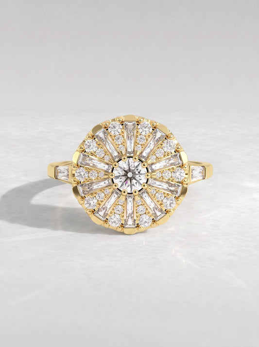 Refined Floral Inspire Pavé Accent Lab-Grown Diamond Solitaire Engagement Ring