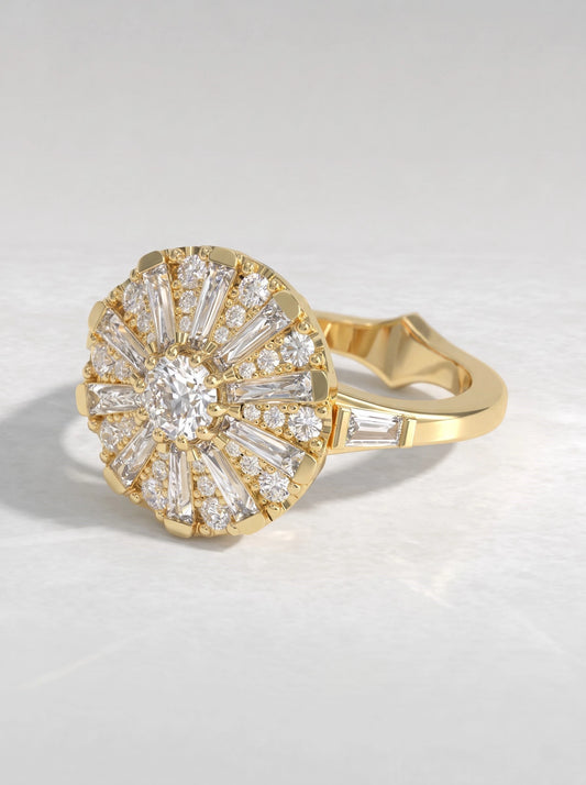Refined Floral Inspire Pavé Accent Lab-Grown Diamond Solitaire Engagement Ring - View 2