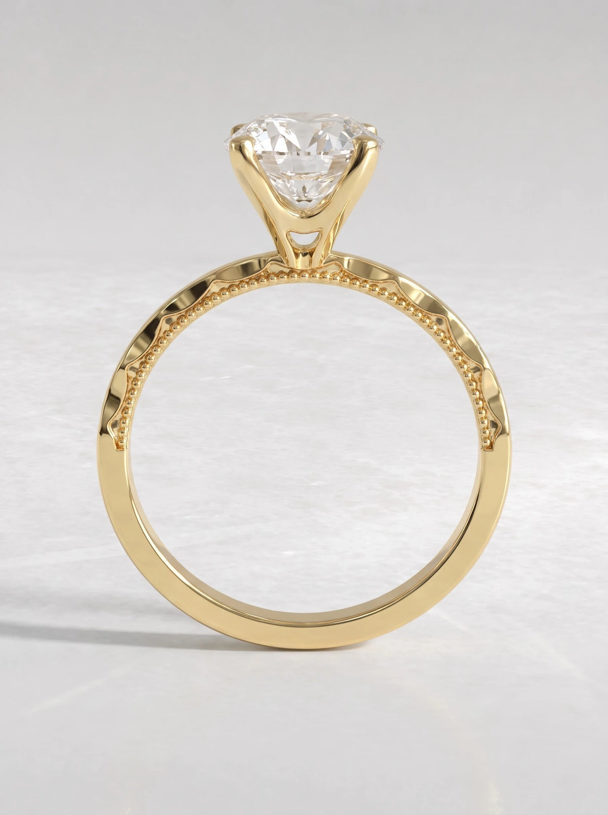 Round Cut Lab-Grown Diamond Enduring Solitaire with Accent, Half Eternity Band Engagement Ring - View 5