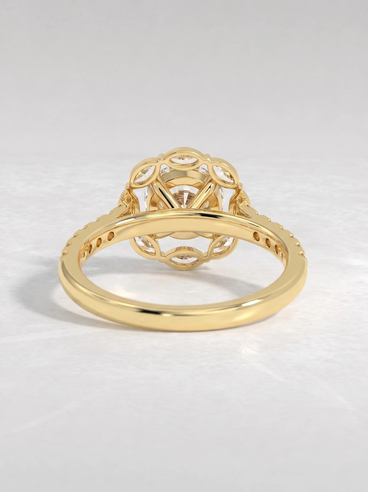 Round Cut Lab-Grown Diamond Graceful Halo Engagement Ring - View 4