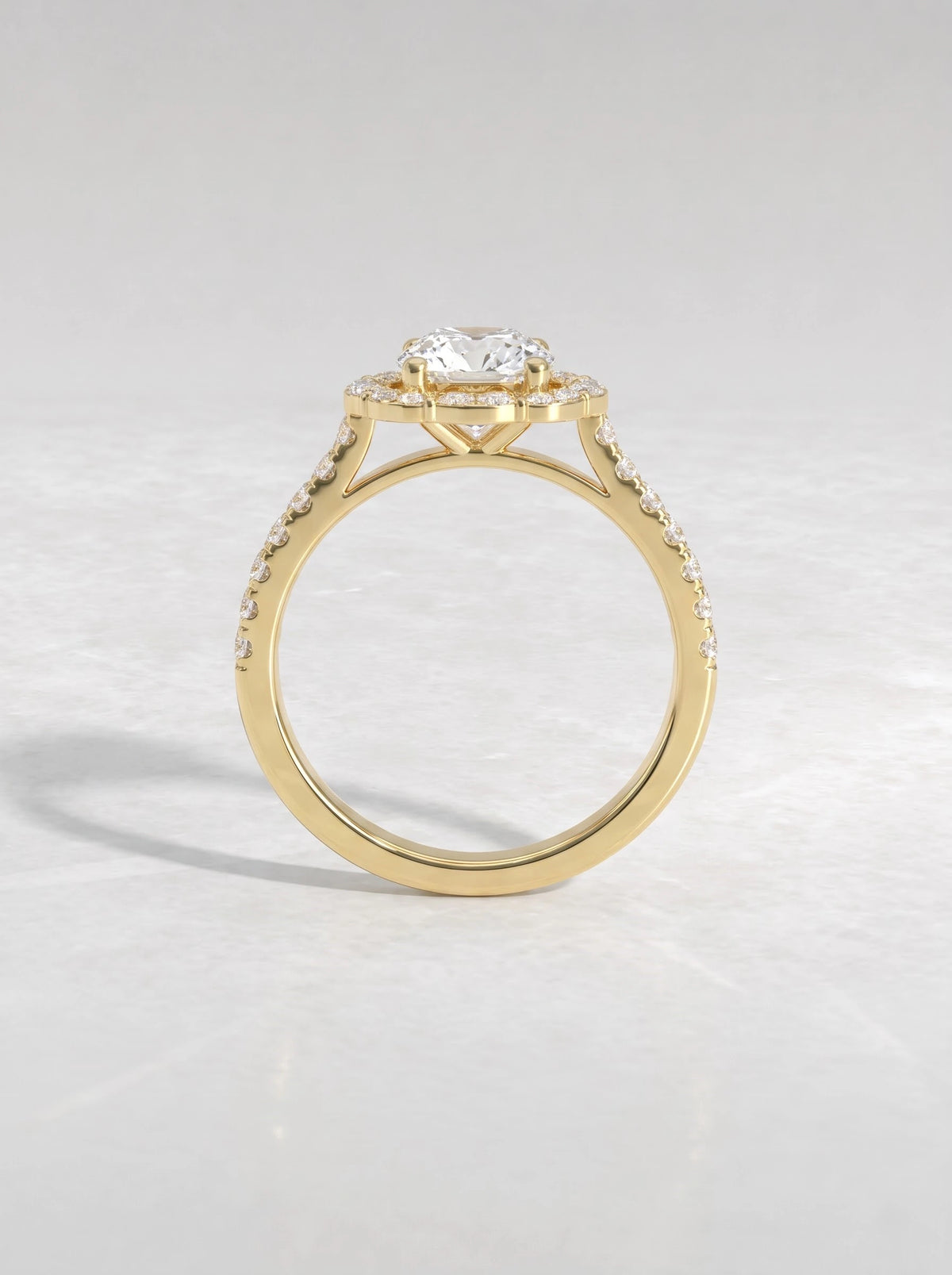 Round Cut Lab-Grown Diamond Graceful Halo Engagement Ring - View 5