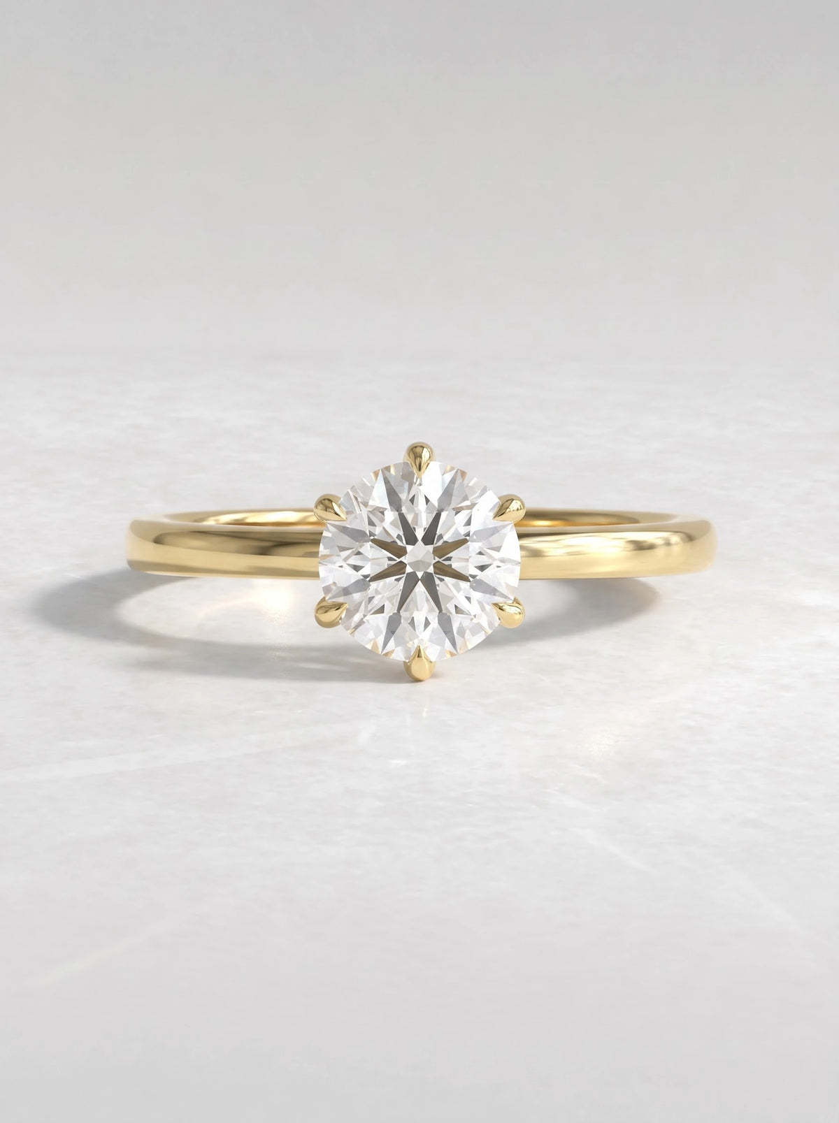 Round Cut Lab-Grown Diamond Graceful Solitaire Shimmering Band Engagement Ring