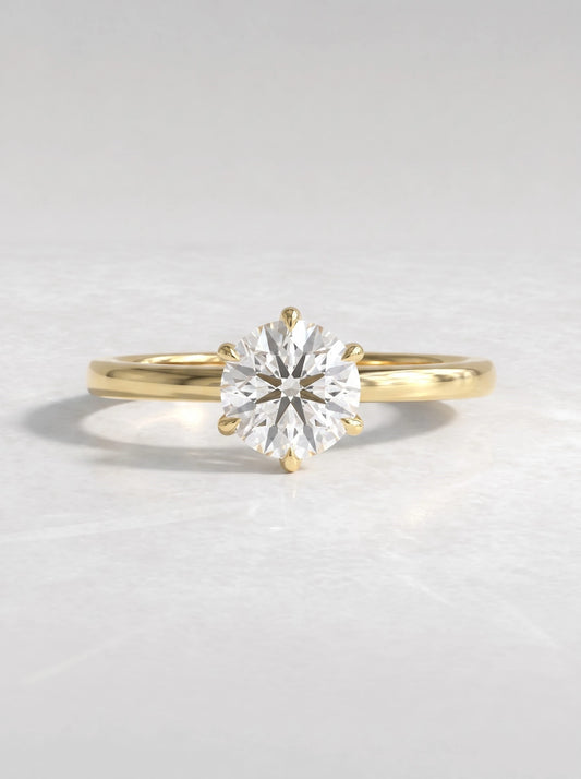 Round Cut Lab-Grown Diamond Graceful Solitaire Shimmering Band Engagement Ring