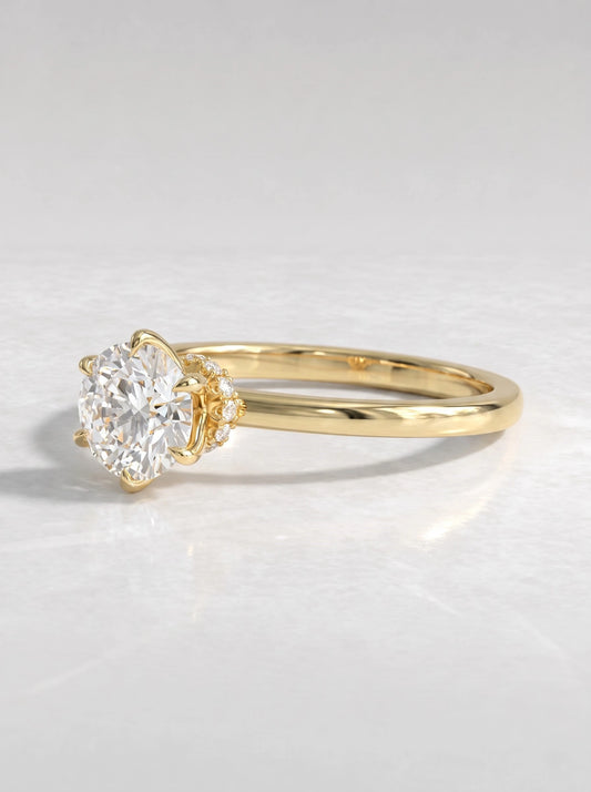 Round Cut Lab-Grown Diamond Graceful Solitaire Shimmering Band Engagement Ring - View 2