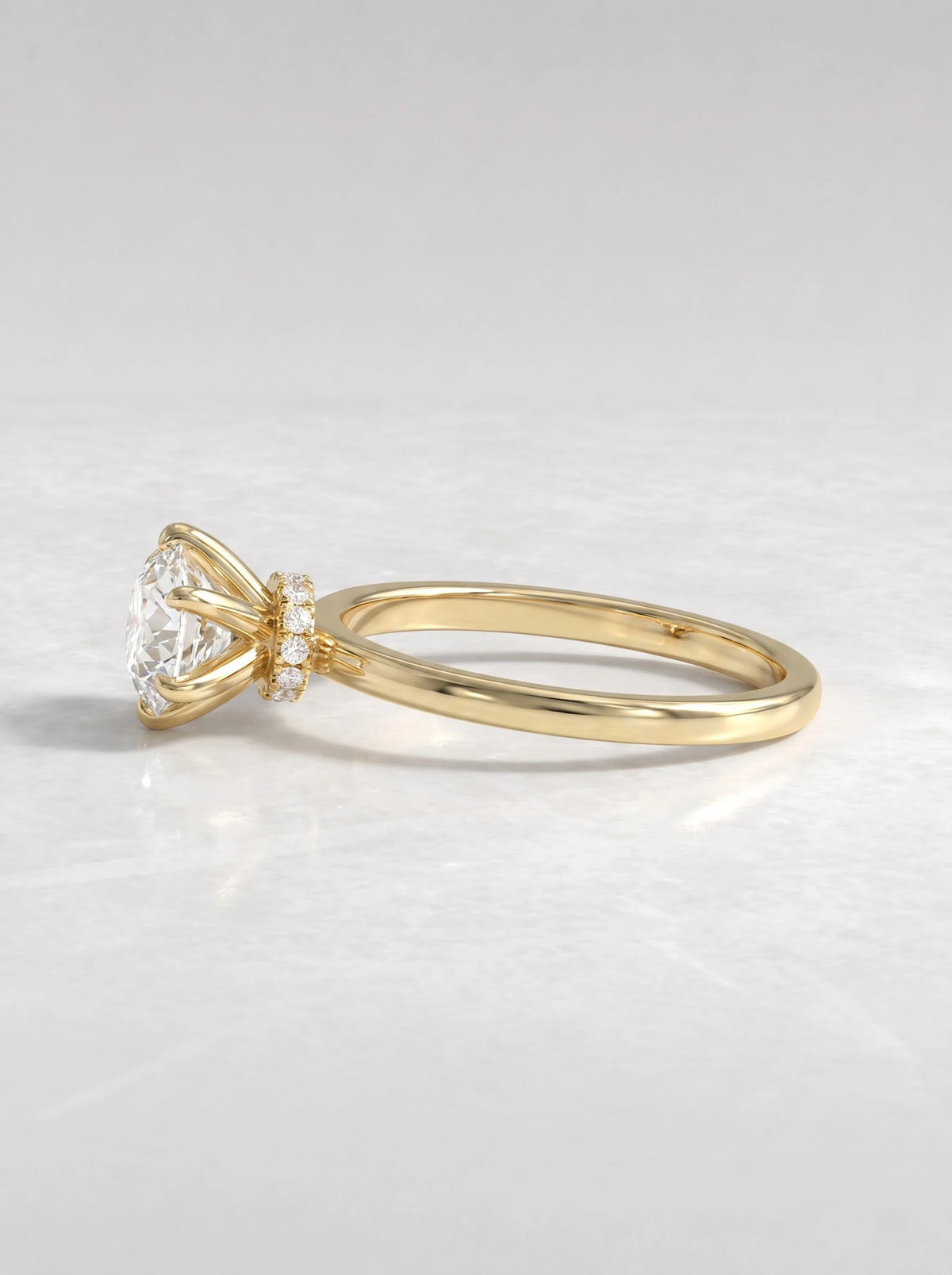 Round Cut Lab-Grown Diamond Graceful Solitaire Shimmering Band Engagement Ring - View 3