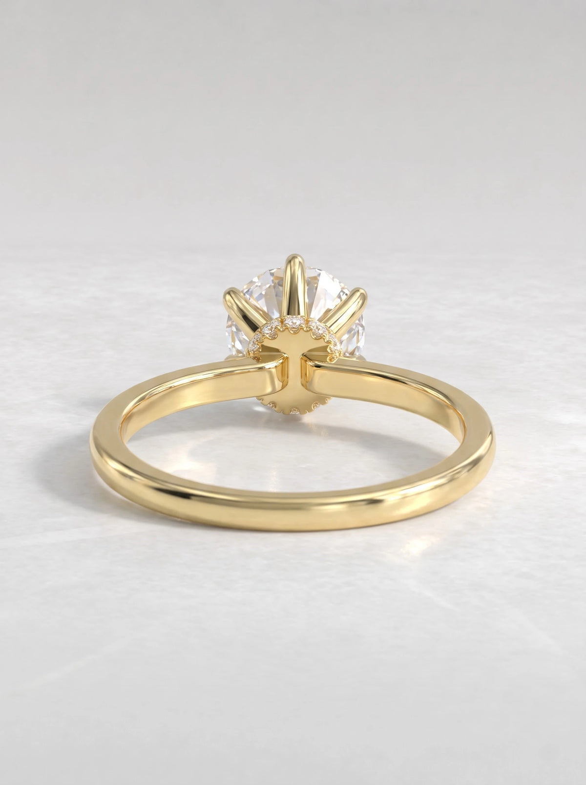 Round Cut Lab-Grown Diamond Graceful Solitaire Shimmering Band Engagement Ring - View 4