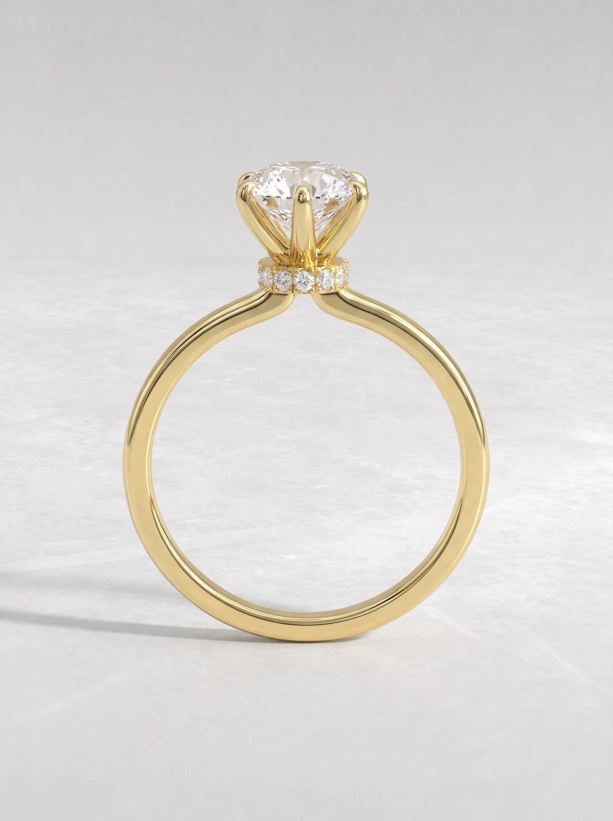 Round Cut Lab-Grown Diamond Graceful Solitaire Shimmering Band Engagement Ring - View 5