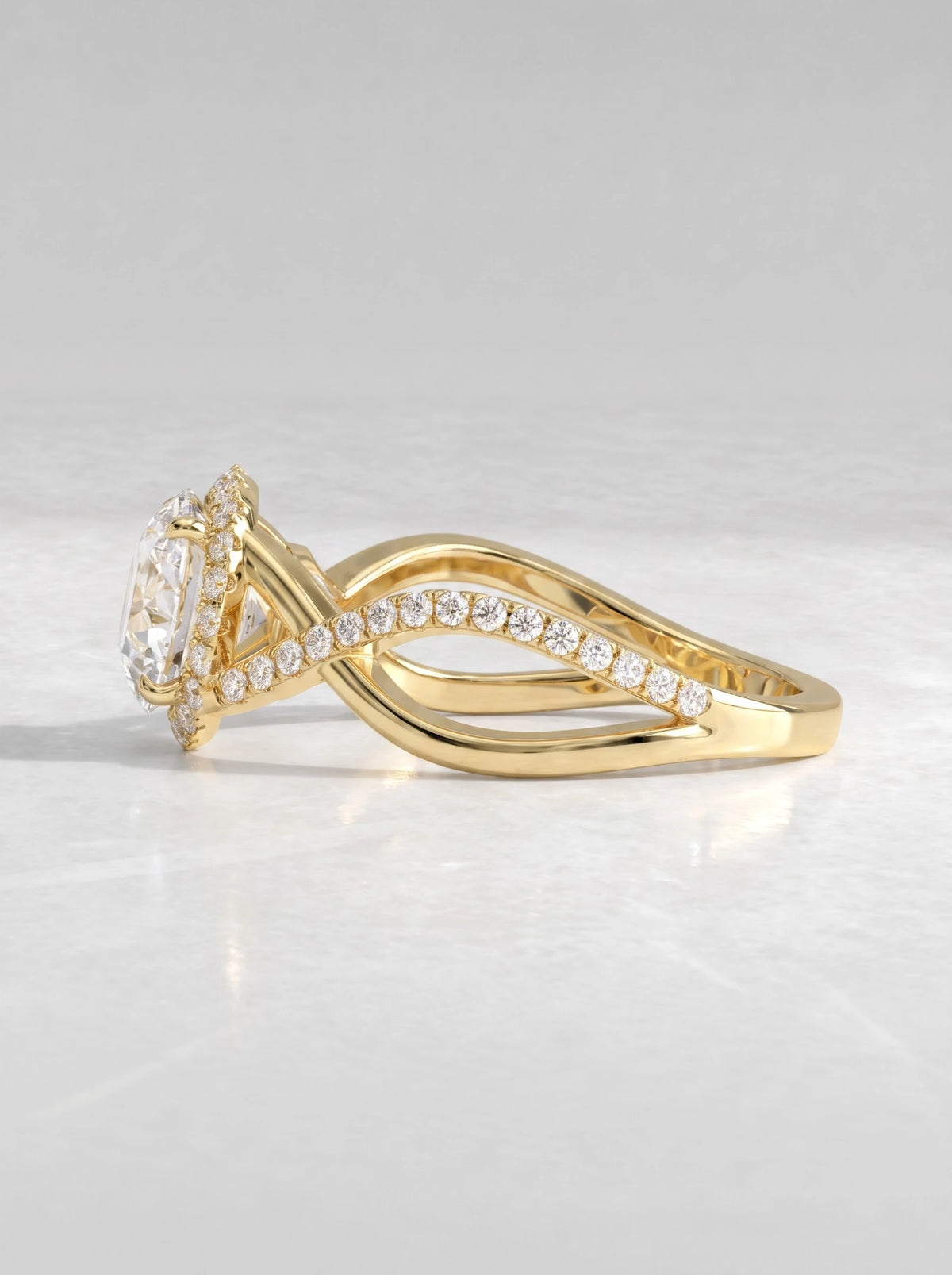 The Amelie Round Cut Lab-Grown Diamond Solitare With Accent, Twisted Shank Bridal Ring - View 4