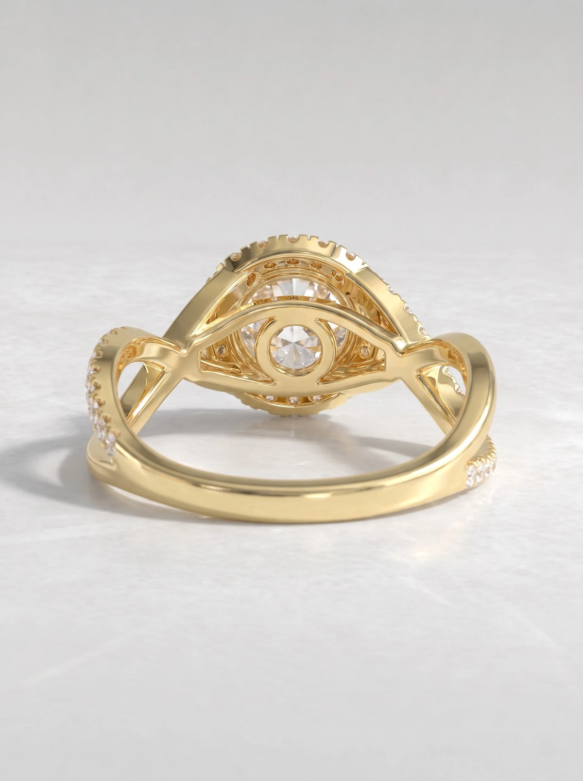 The Amelie Round Cut Lab-Grown Diamond Solitare With Accent, Twisted Shank Bridal Ring - View 5