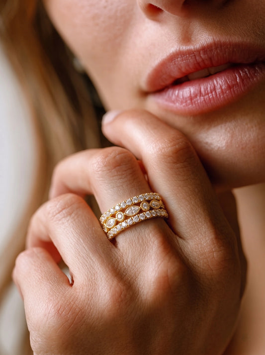 The Aveline Lab-Grown Diamond Stackable Band Hidden Halo Wedding Band