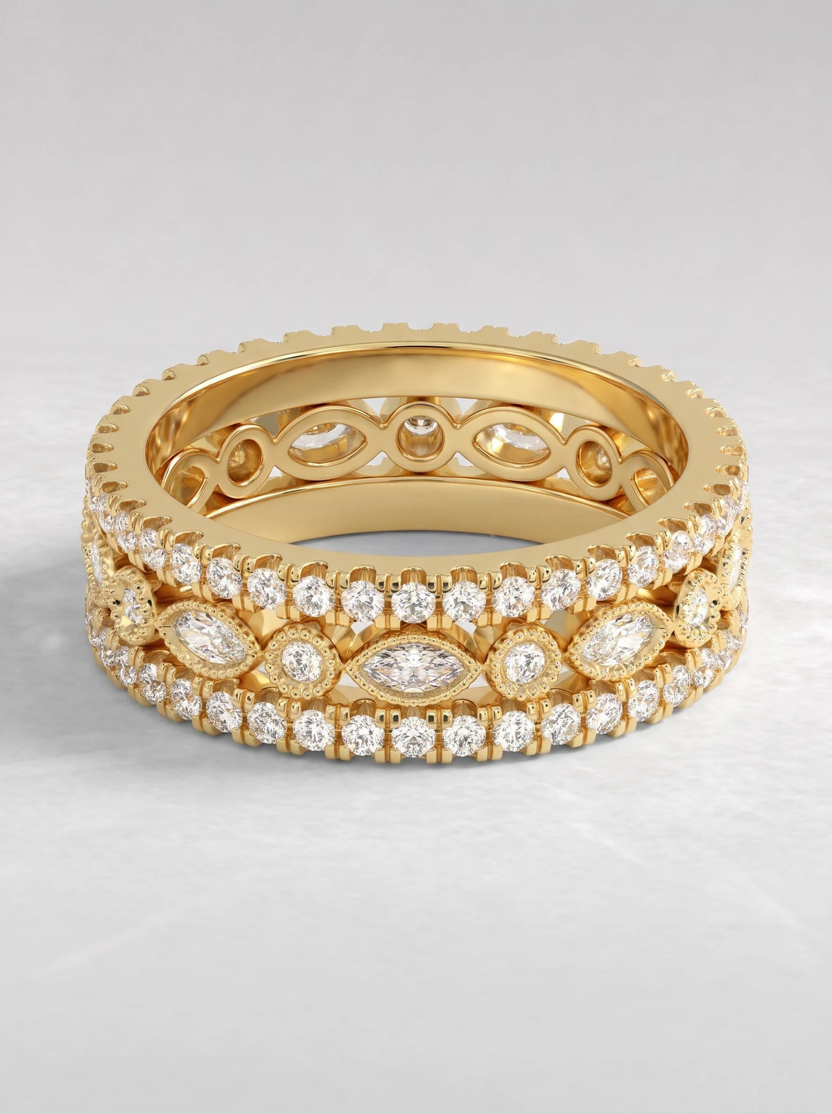 The Aveline Lab-Grown Diamond Stackable Band Hidden Halo Wedding Band - View 3