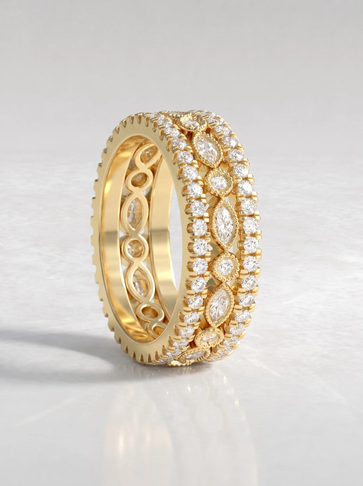 The Aveline Lab-Grown Diamond Stackable Band Hidden Halo Wedding Band - View 5