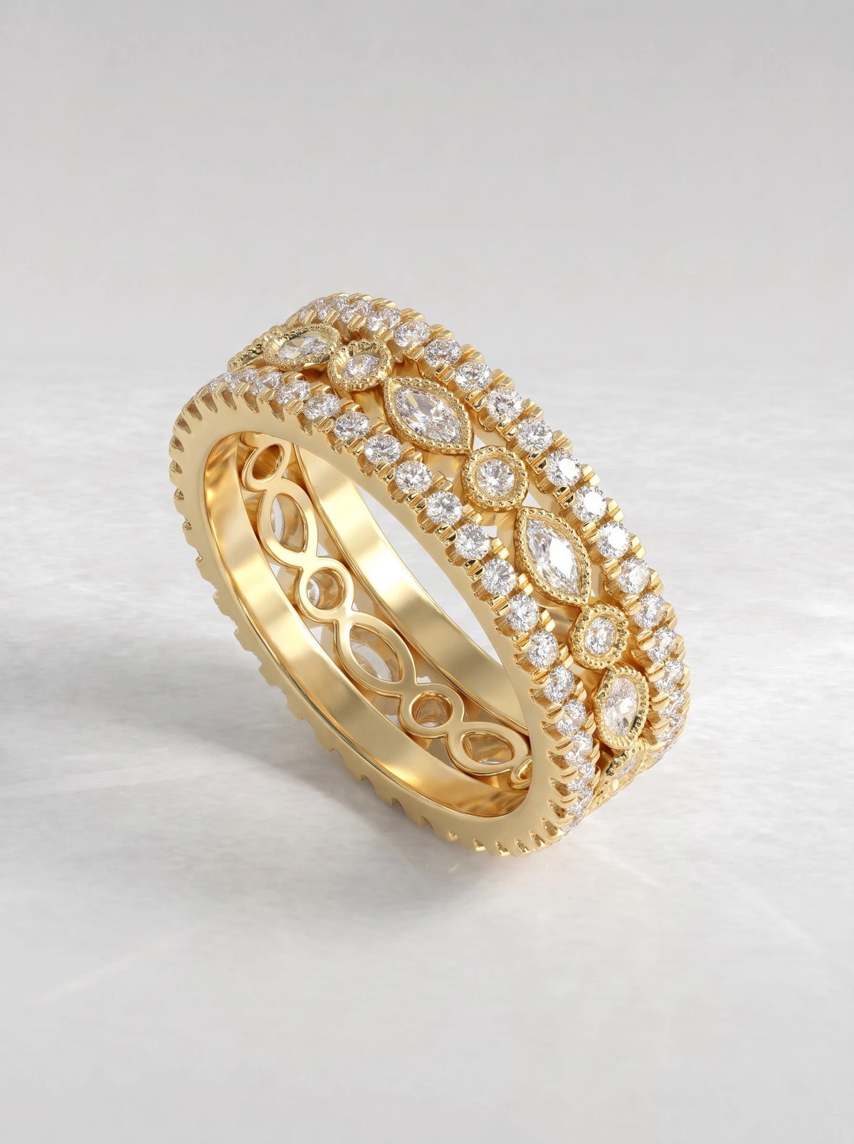 The Aveline Lab-Grown Diamond Stackable Band Hidden Halo Wedding Band - View 6